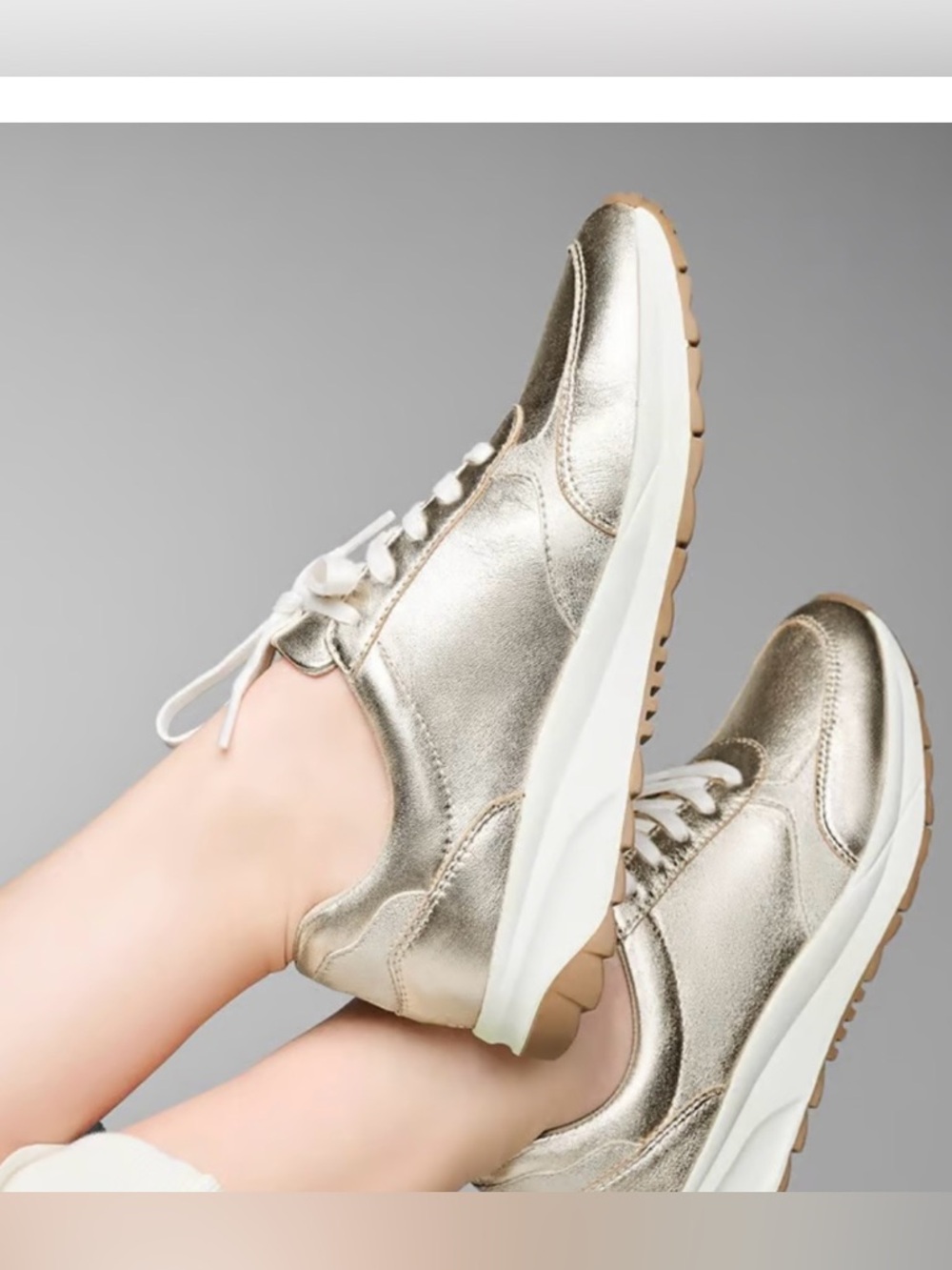 Naturalizer Shay Lace Up Platform Sneakers Champagne Leather/Faux Leather Sz 10